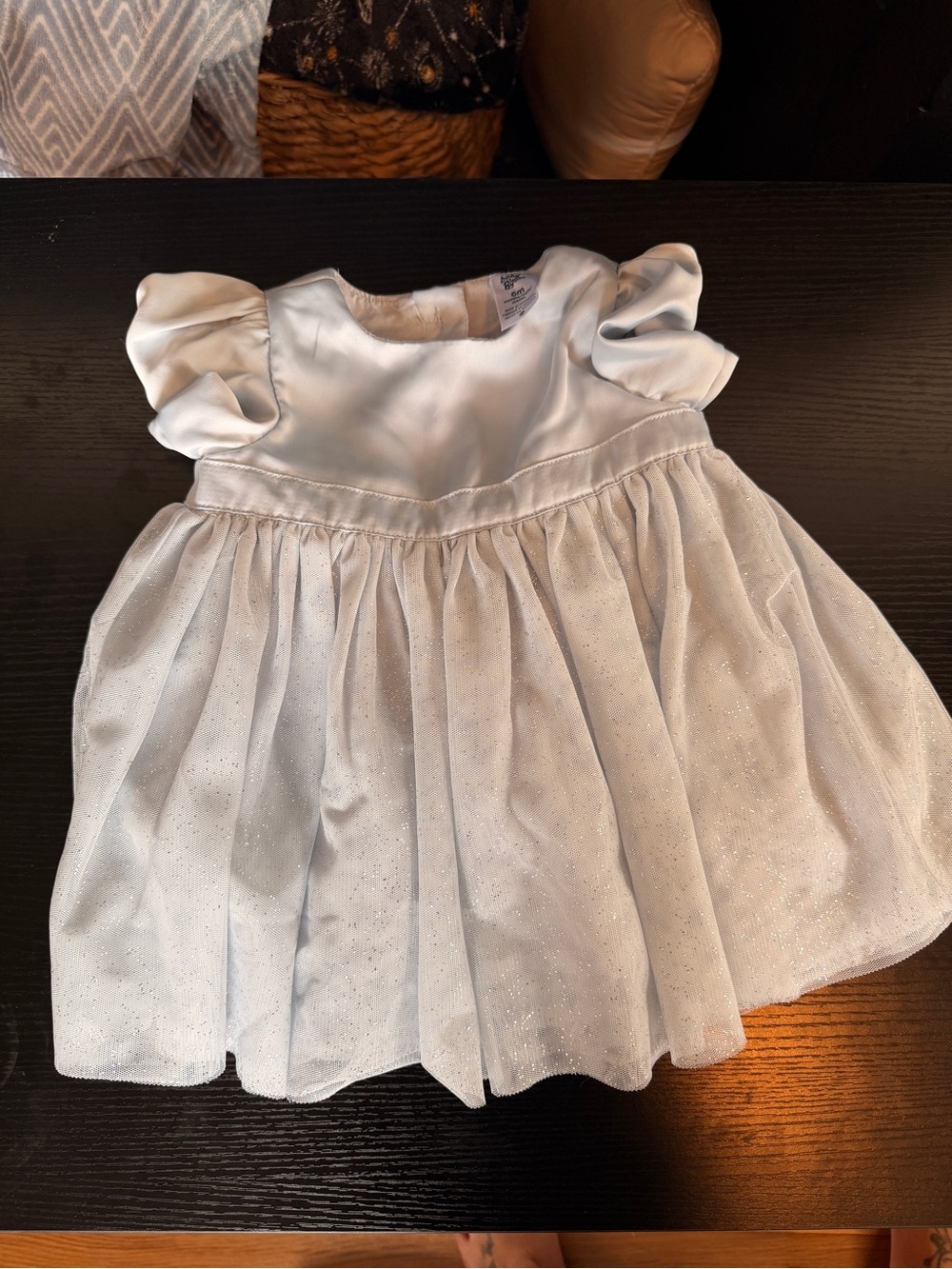 Carter's Silver Sparkle Puff-Sleeve Formal Dress